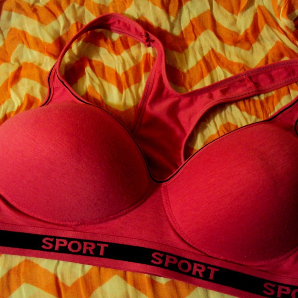 Viola's Secret, Sport, sports bra. Bright Pink with black trim